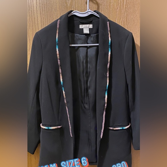 H&M Blazer, one of a kind custom beaded edging - Picture 1 of 2